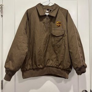 Twinhill UPS Uniform Jacket Mens XL Brown Quilted Lined Workwear Pullover 5657